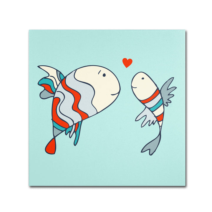 Carla Martell Two Little Love Fish Canvas Wall Art 14 x 14 Image 1