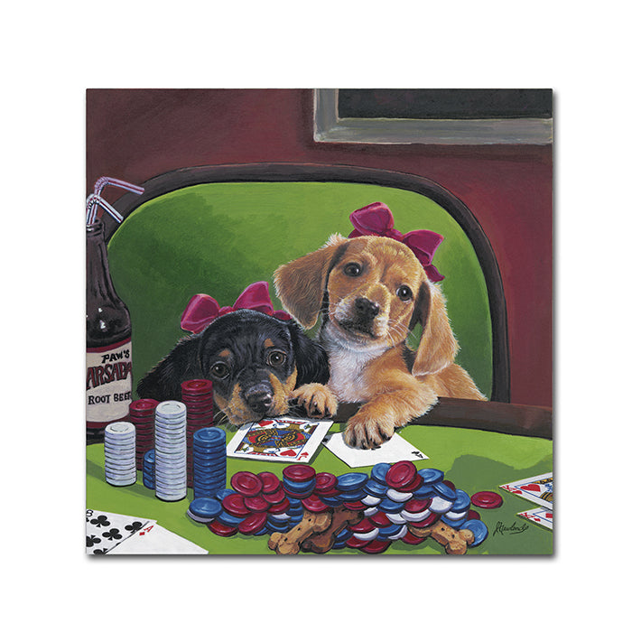 Jenny Newland Poker Dogs 3 Canvas Wall Art 14 x 14 Image 1