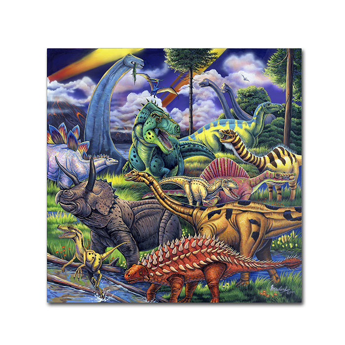 Jenny Newland Dinosaur Friends Canvas Wall Art 14 x 14 Image 1