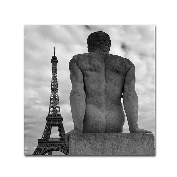 Moises Levy Eiffel and Man Canvas Wall Art 14 x 14 Image 1