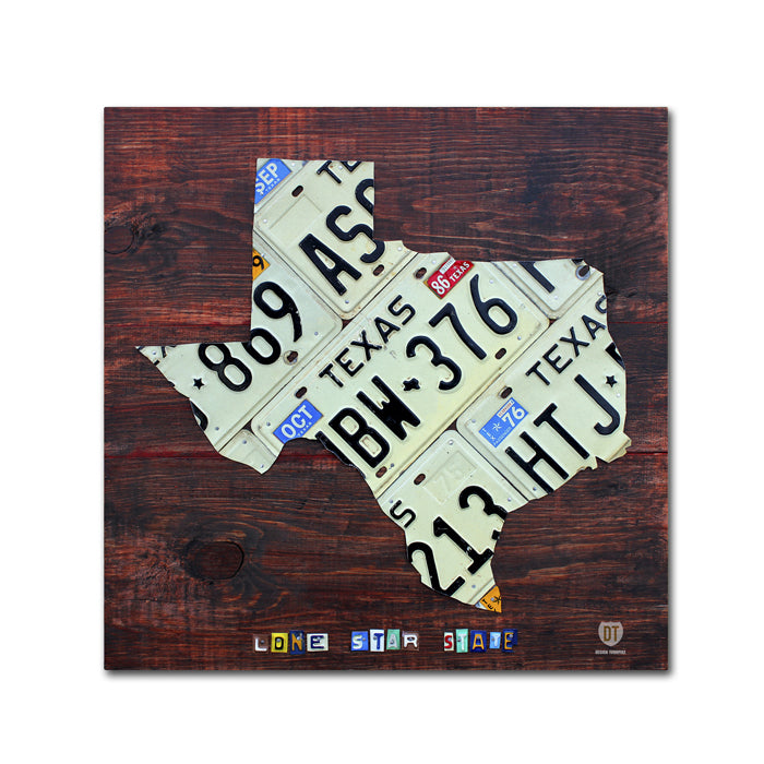 Design Turnpike Texas License Plate Map Large Canvas Wall Art 14 x 14 Image 1