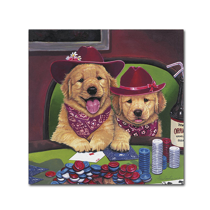 Jenny Newland Poker Dogs Canvas Wall Art 14 x 14 Image 1