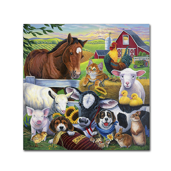 Jenny Newland Farm Friends Canvas Wall Art 14 x 14 Image 1