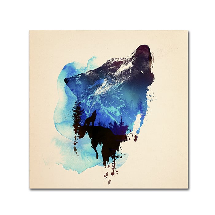 Robert Farkas Alone As A Wolf Canvas Wall Art 14 x 14 Image 1