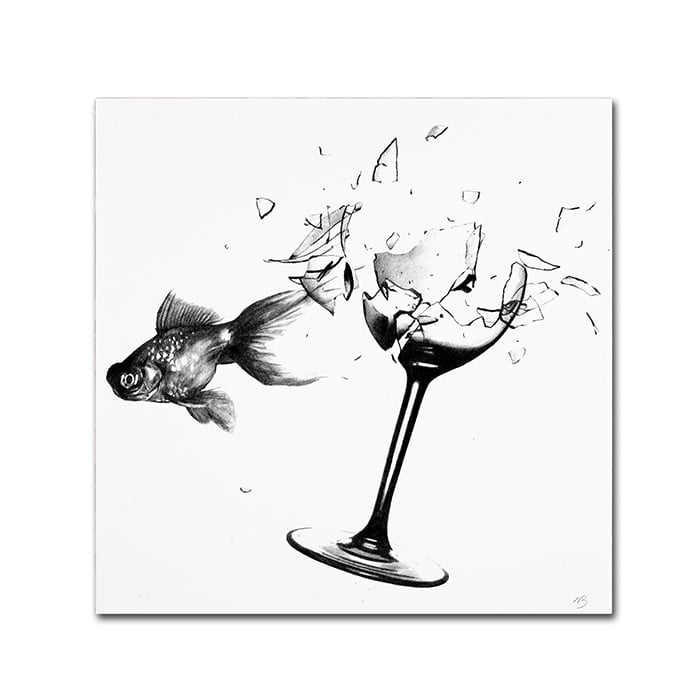 Nick Bantock Fish and Wine Glass Canvas Wall Art 14 x 14 Image 1