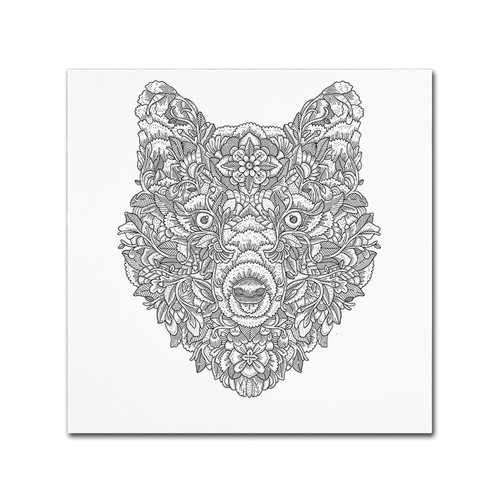 Filippo Cardu Blooming Wolf Canvas Wall Art 14 x 14 Image 1