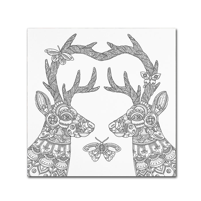 Filippo Cardu Deer Lovers Canvas Wall Art 14 x 14 Image 1