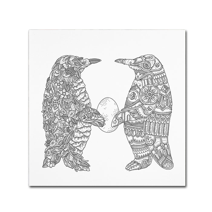 Filippo Cardu Penguin Lovers Canvas Wall Art 14 x 14 Image 1