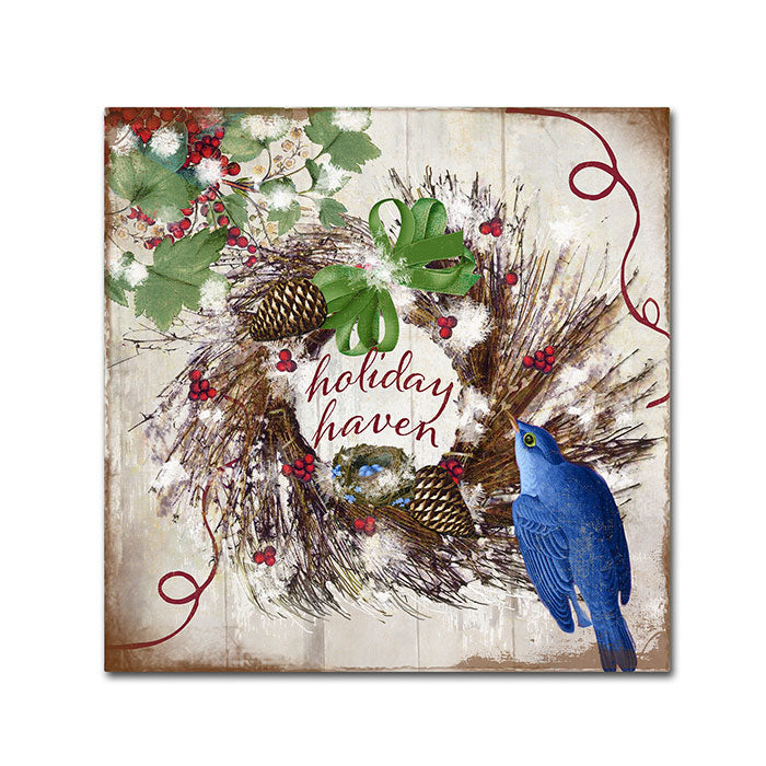 Color Bakery Bluebird Christmas II Canvas Wall Art 14 x 14 Image 1