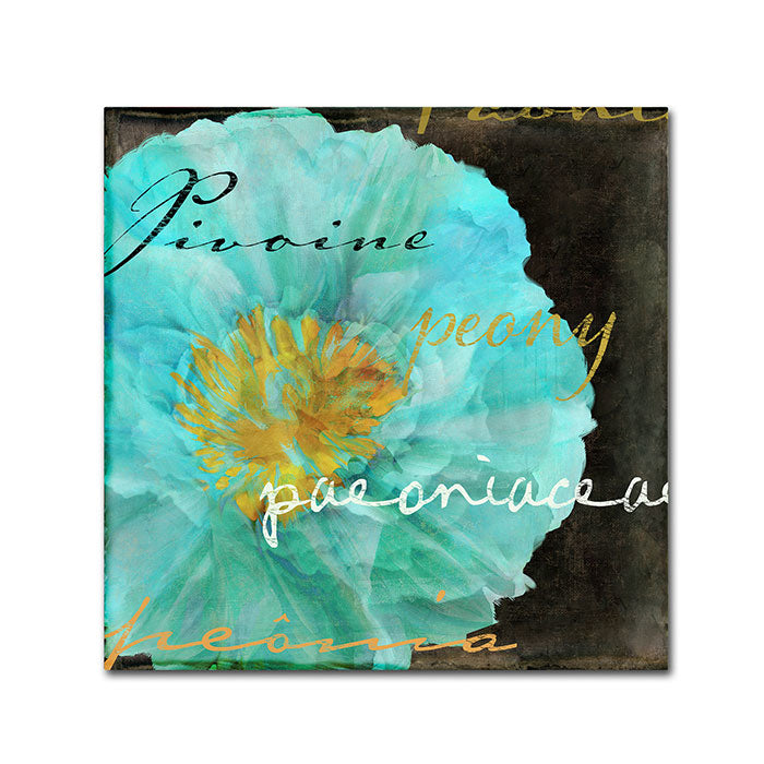 Color Bakery Blue Peony Dark Canvas Wall Art 14 x 14 Image 1