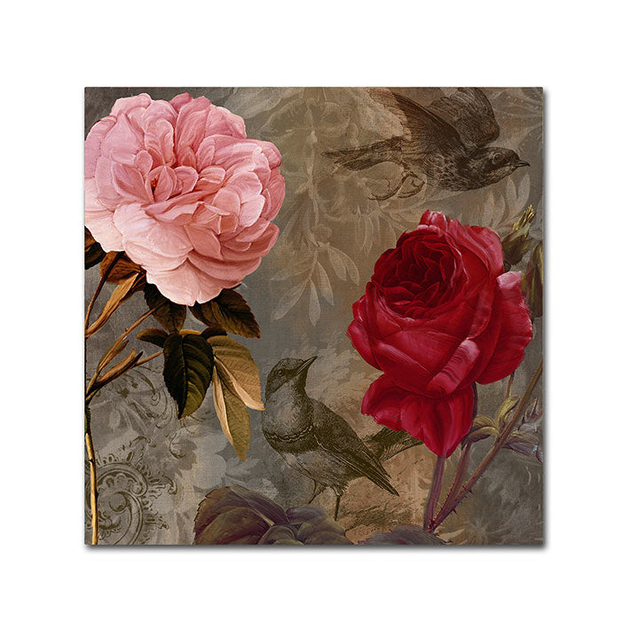 Color Bakery Bird and Roses Canvas Wall Art 14 x 14 Image 1