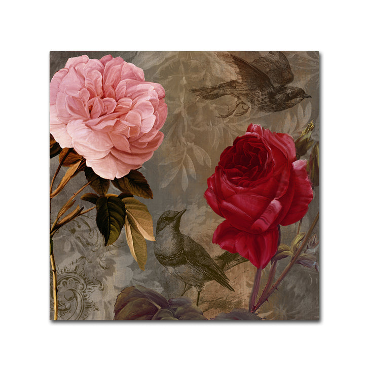 Color Bakery Bird and Roses Canvas Wall Art 14 x 14 Image 2