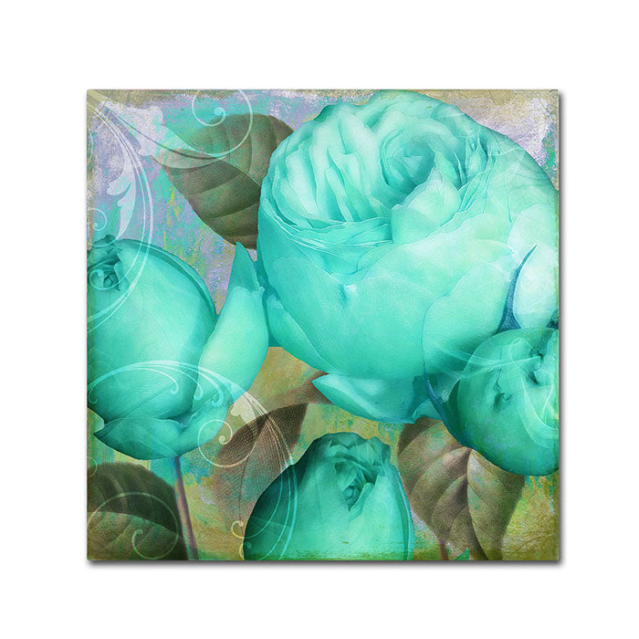 Color Bakery Aqua Rose II Canvas Wall Art 14 x 14 Image 1