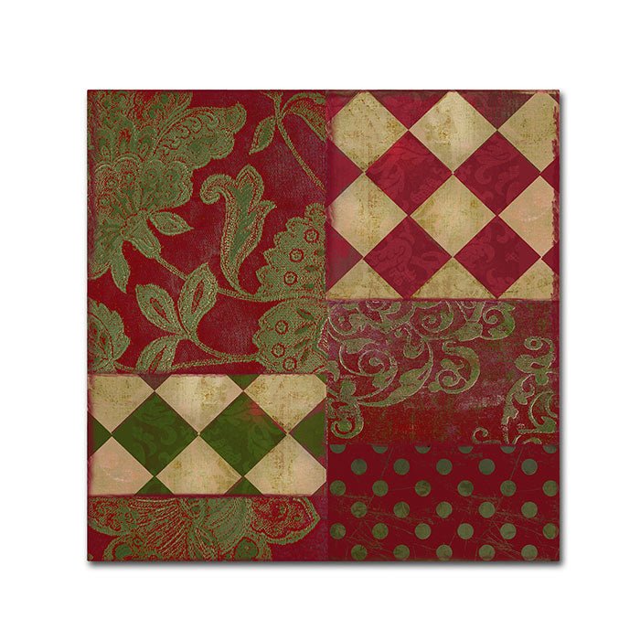 Color Bakery Merry Christmas Patchwork II Canvas Wall Art 14 x 14 Image 1