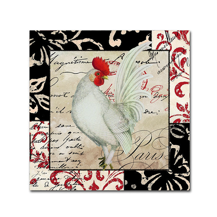 Color Bakery Europa White Rooster Canvas Wall Art 14 x 14 Image 1