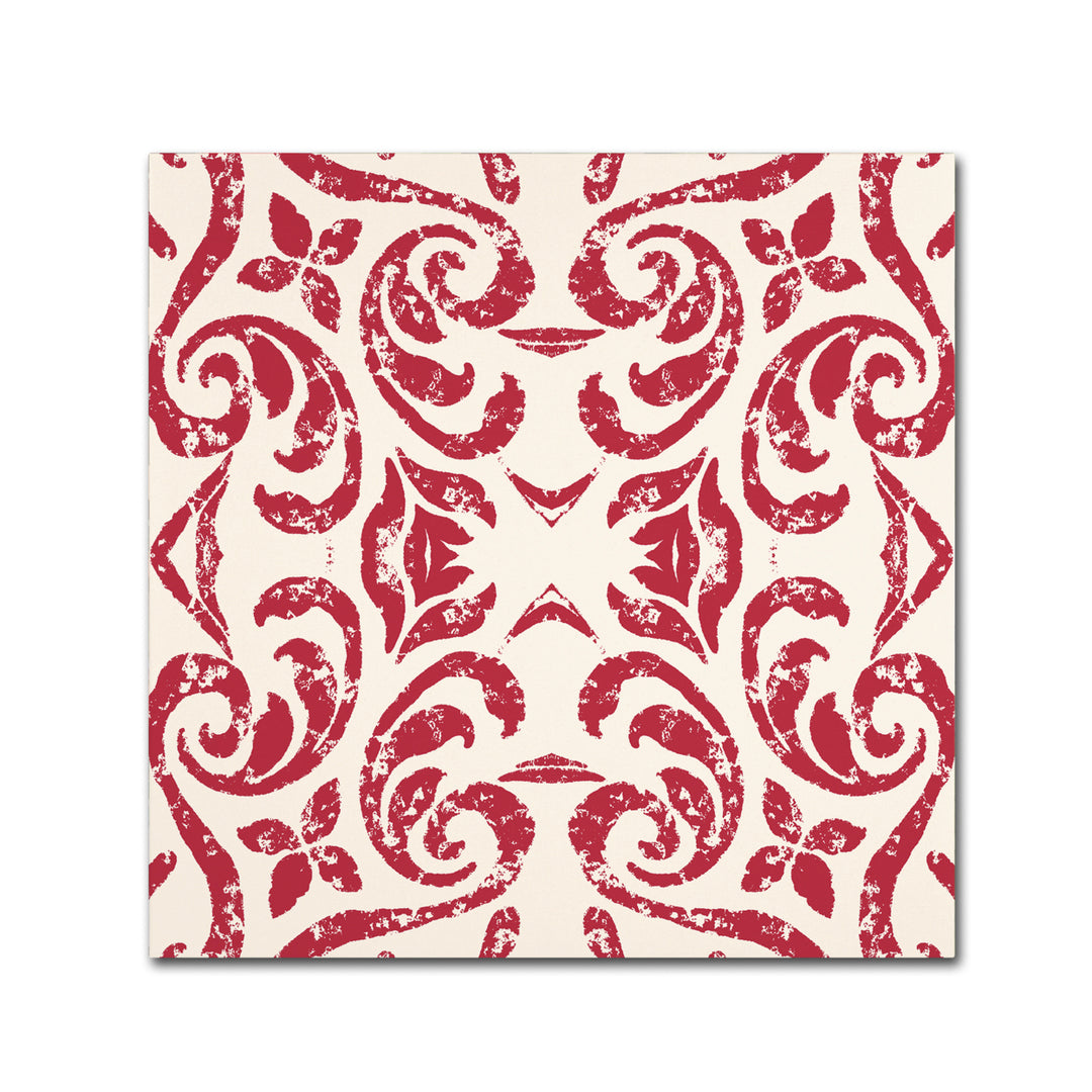 Color Bakery Damask Red Canvas Wall Art 14 x 14 Image 2