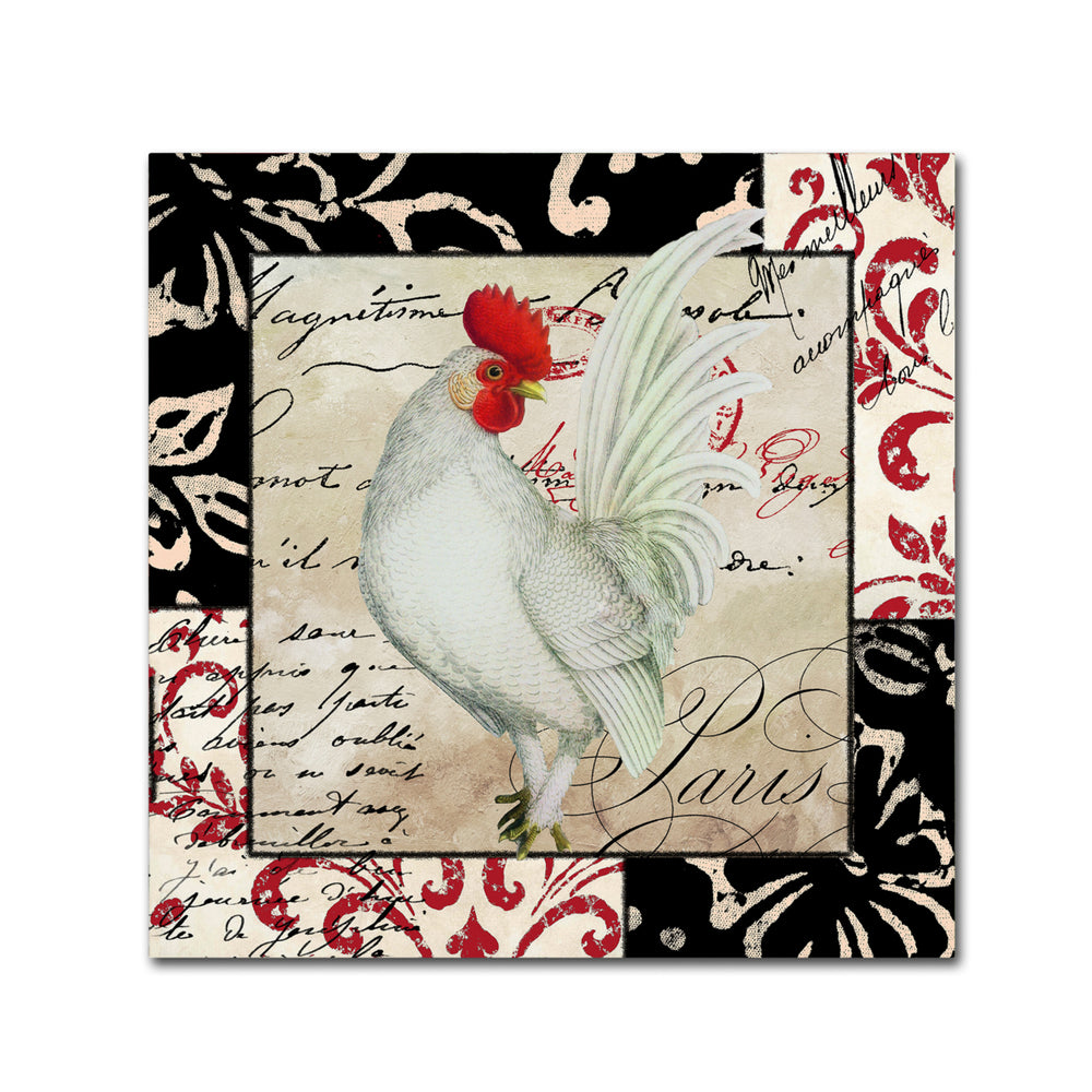 Color Bakery Europa White Rooster Canvas Wall Art 14 x 14 Image 2