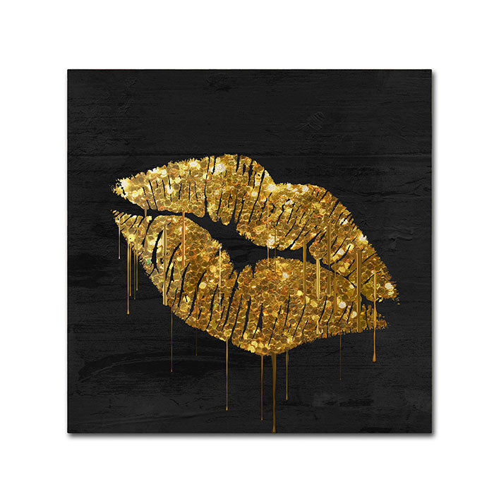 Color Bakery Golden Lips Canvas Wall Art 14 x 14 Image 1