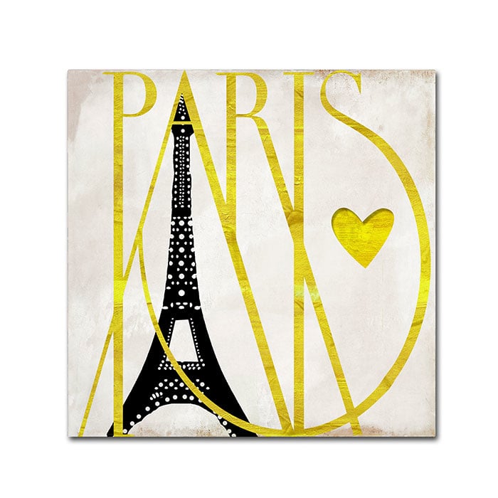 Color Bakery I Love Paris Canvas Wall Art 14 x 14 Image 1