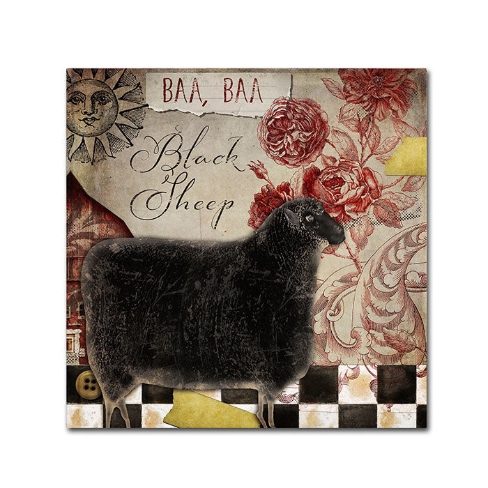 Color Bakery Baa Baa Black Sheep Canvas Wall Art 14 x 14 Image 1