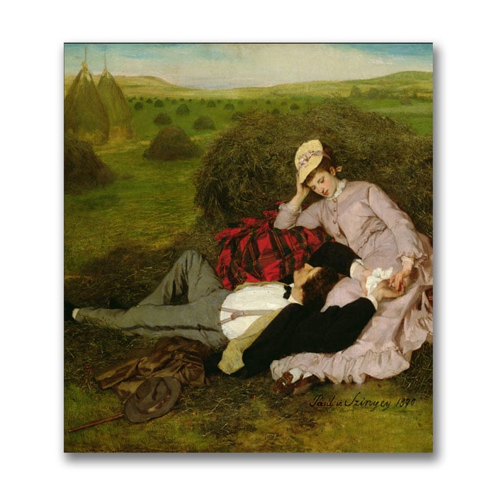 Pal Szinyei Merse The Lovers, 1870 Canvas Wall Art 14 x 14 Image 1