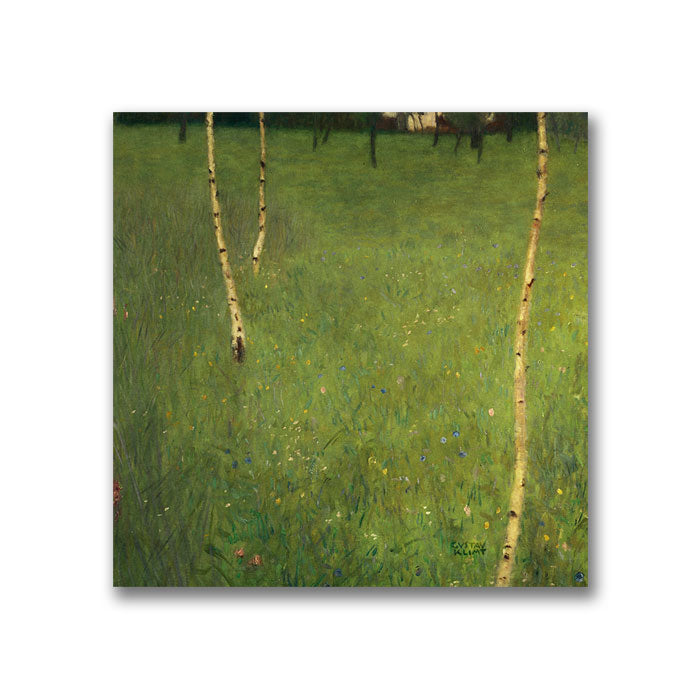 Gustav Klimt Farmhouse with Birch Trees  Canvas Wall Art 14 x 14 Image 1