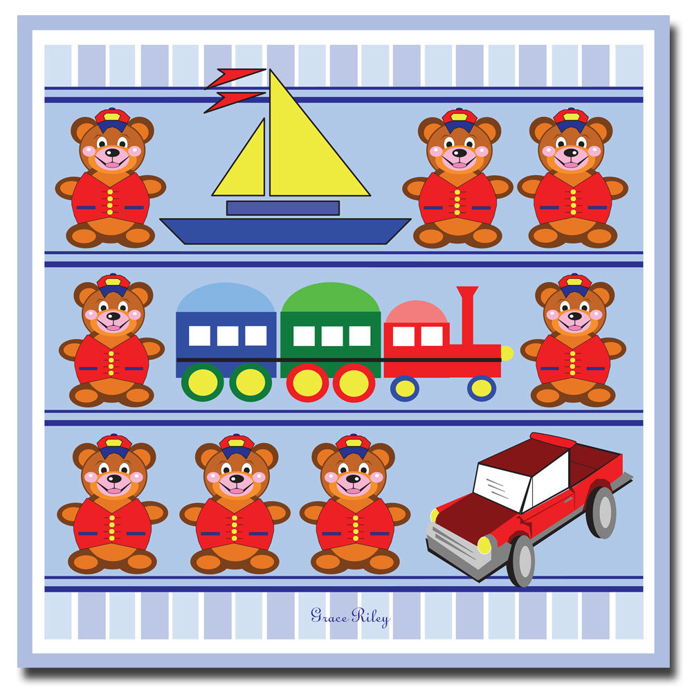 Grace Riley Boys Love Toys Canvas Wall Art 14 x 14 Image 1