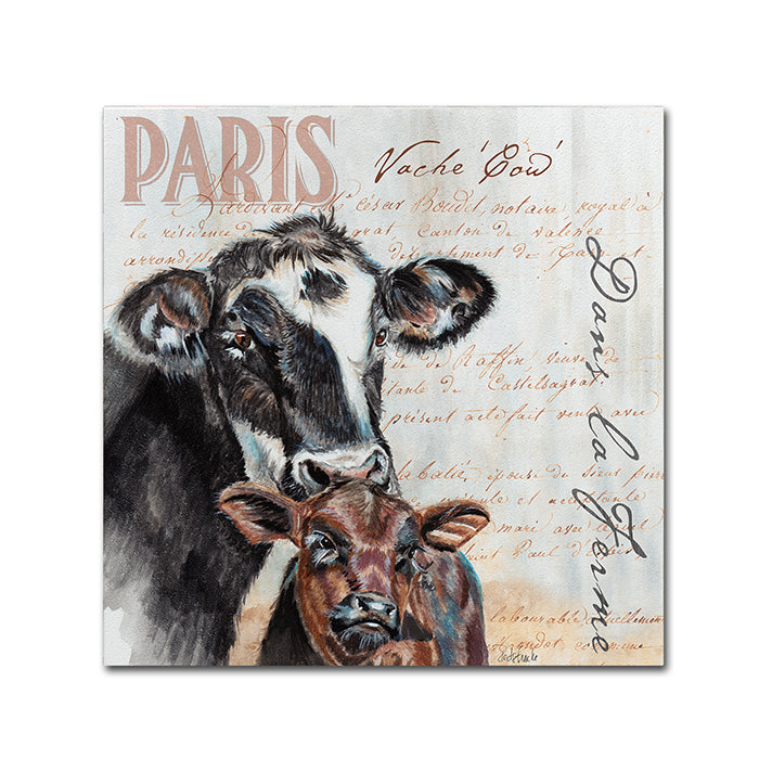 Jennifer Redstreake Dans la Ferme Cow Canvas Wall Art 14 x 14 Image 1