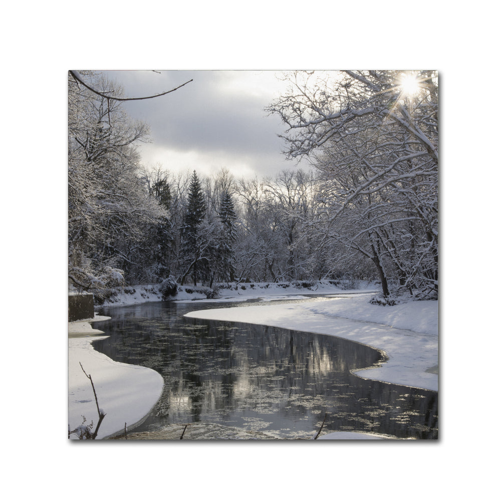 Kurt Shaffer Fresh Snowfall on the River Canvas Wall Art 14 x 14 Image 2