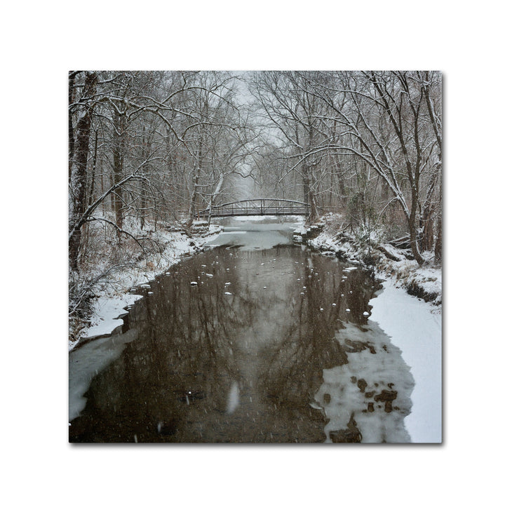 Kurt Shaffer Winter Bridge Canvas Wall Art 14 x 14 Image 2