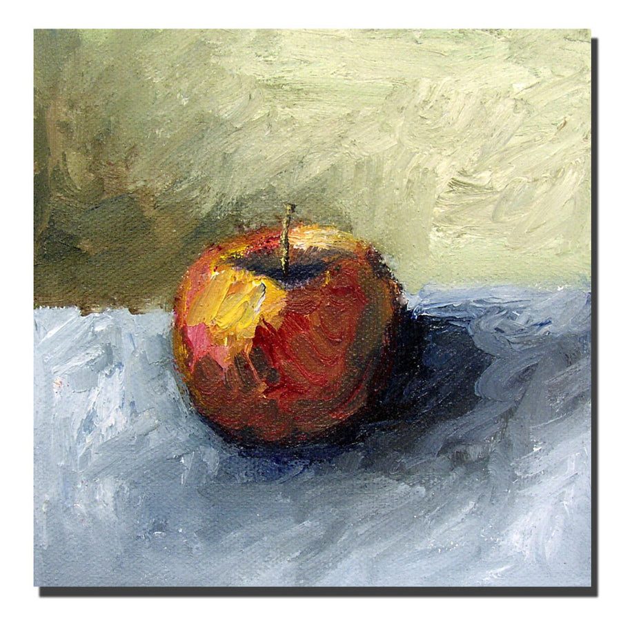 Michelle Calkins Apple Still Life with Grey and Olive  Canvas Wall Art 14 x 14 Image 1