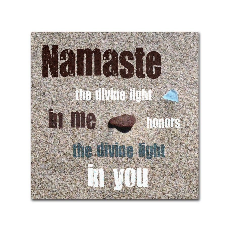 Michelle Calkins Namaste with Pebble and Beach Glass Canvas Wall Art 14 x 14 Image 1