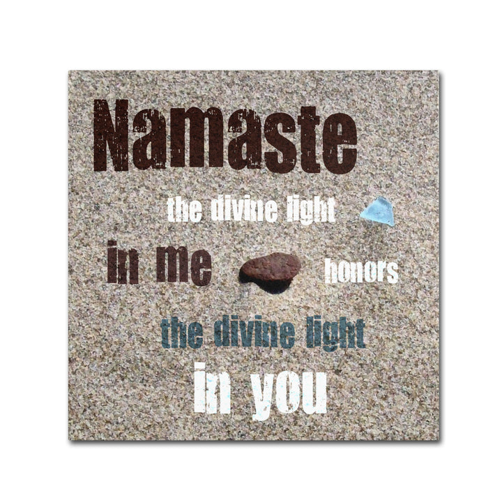 Michelle Calkins Namaste with Pebble and Beach Glass Canvas Wall Art 14 x 14 Image 2