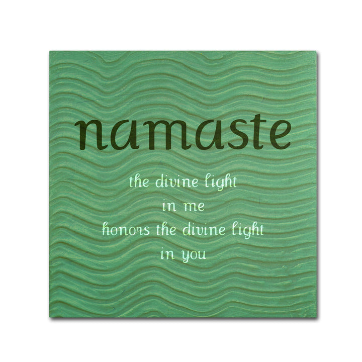 Michelle Calkins Namaste with Blue Waves Canvas Wall Art 14 x 14 Image 2