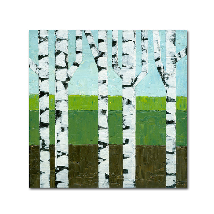 Michelle Calkins Seasonal Birches - Summer Canvas Wall Art 14 x 14 Image 1