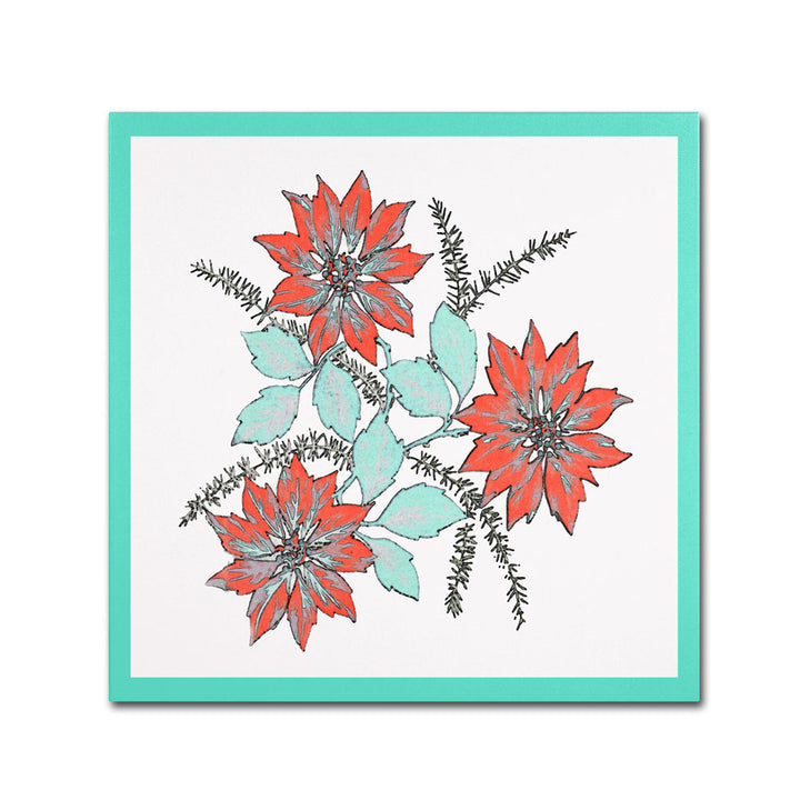 Patty Tuggle Modern Poinsettia Canvas Wall Art 14 x 14 Image 1