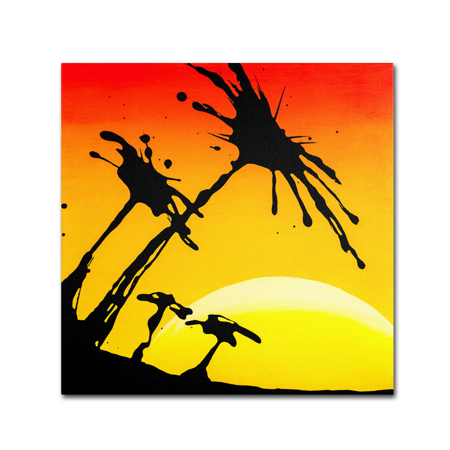 Roderick Stevens Palm Tree Sunrise Canvas Wall Art 14 x 14 Image 1