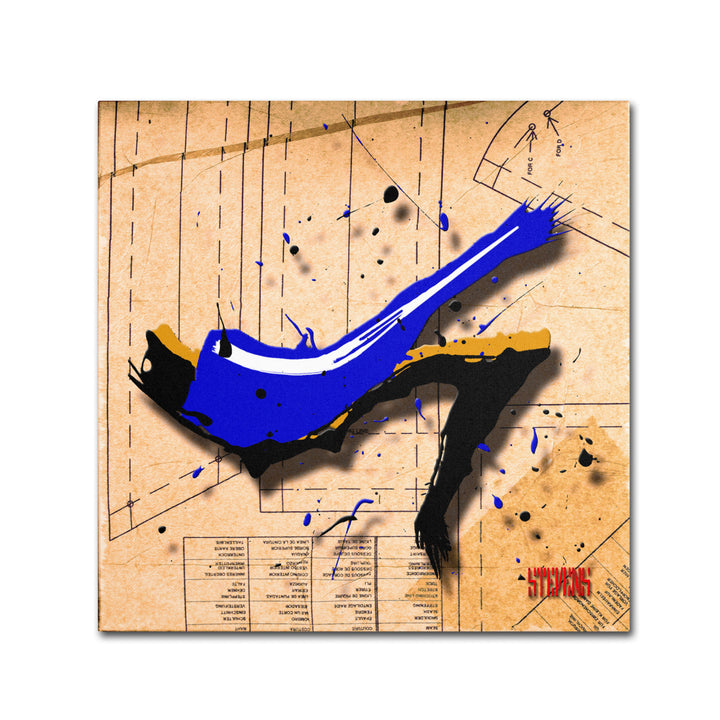 Roderick Stevens Suede Heel Blue Canvas Wall Art 14 x 14 Image 2