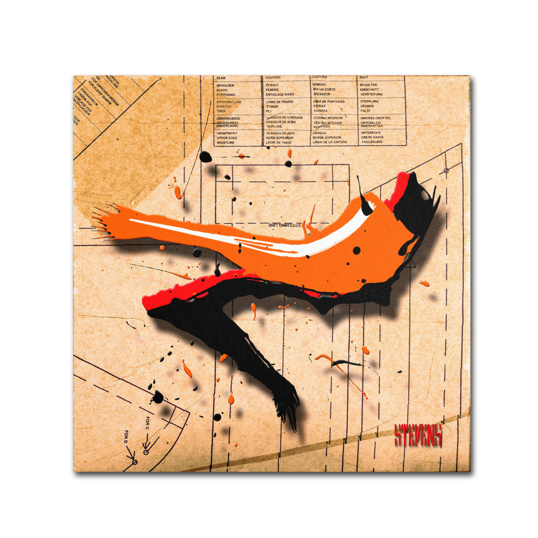 Roderick Stevens Suede Heel Orange Canvas Wall Art 14 x 14 Image 2