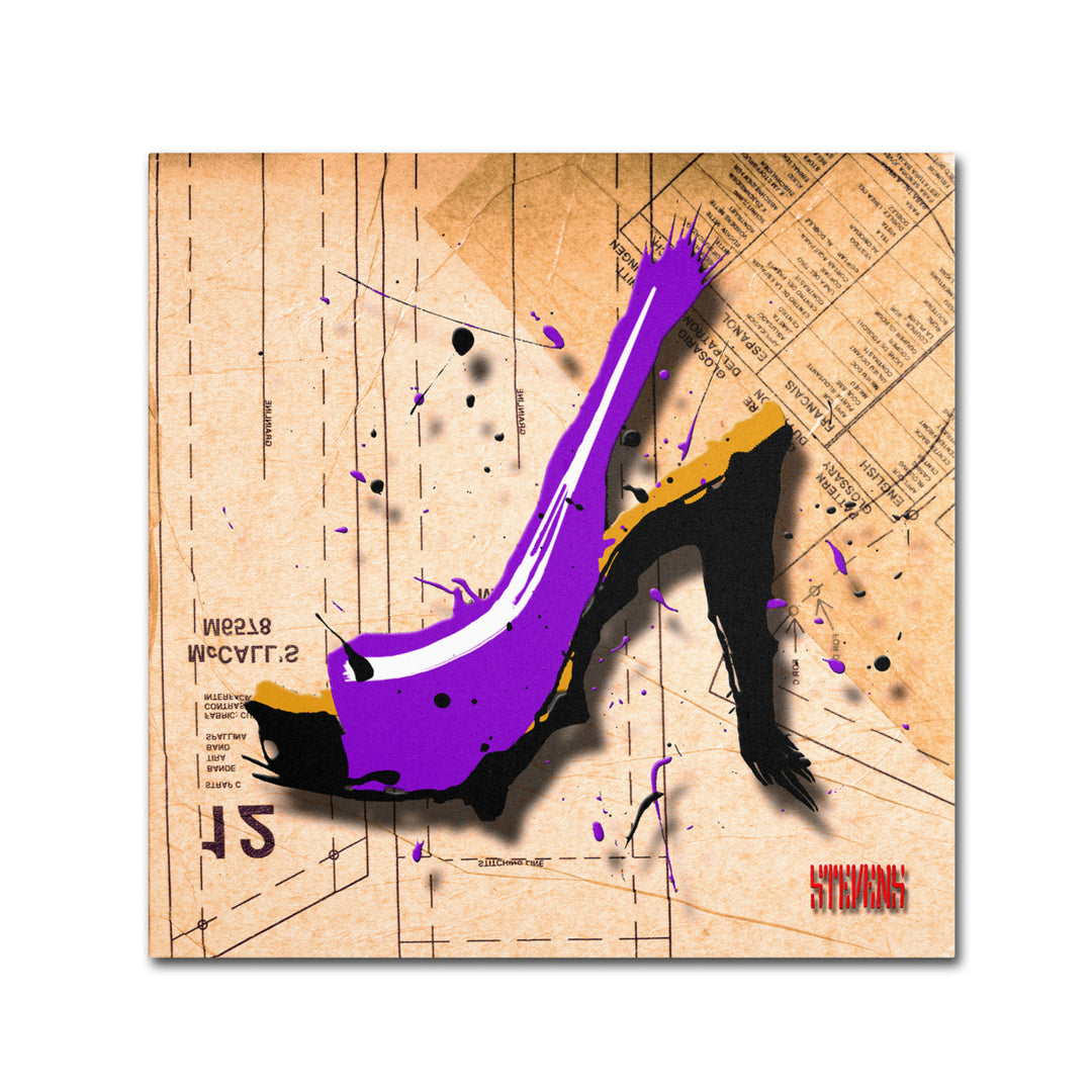 Roderick Stevens Suede Heel Purple Canvas Wall Art 14 x 14 Image 1