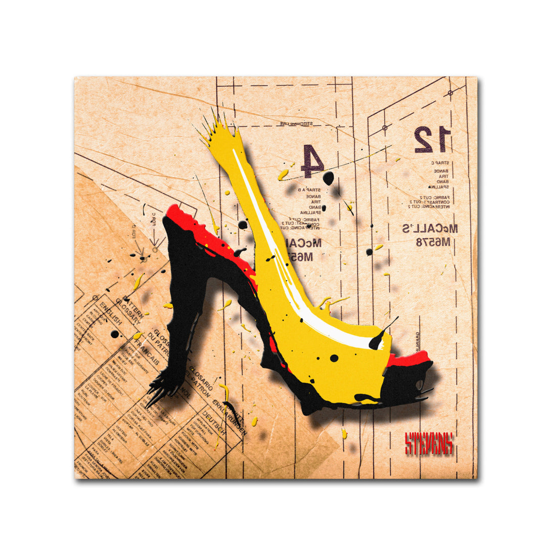 Roderick Stevens Suede Heel Yellow Canvas Wall Art 14 x 14 Image 1