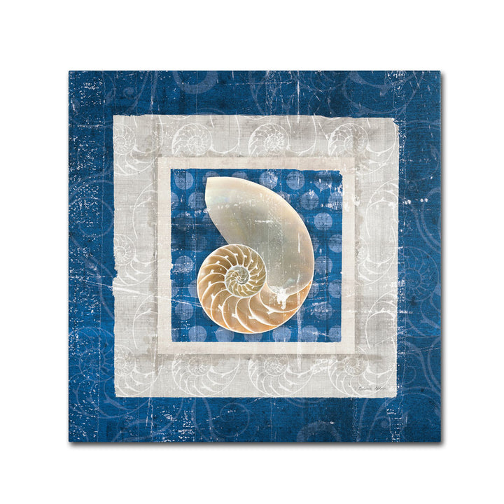 Belinda Aldrich Sea Shell II on Blue Canvas Wall Art 14 x 14 Image 1