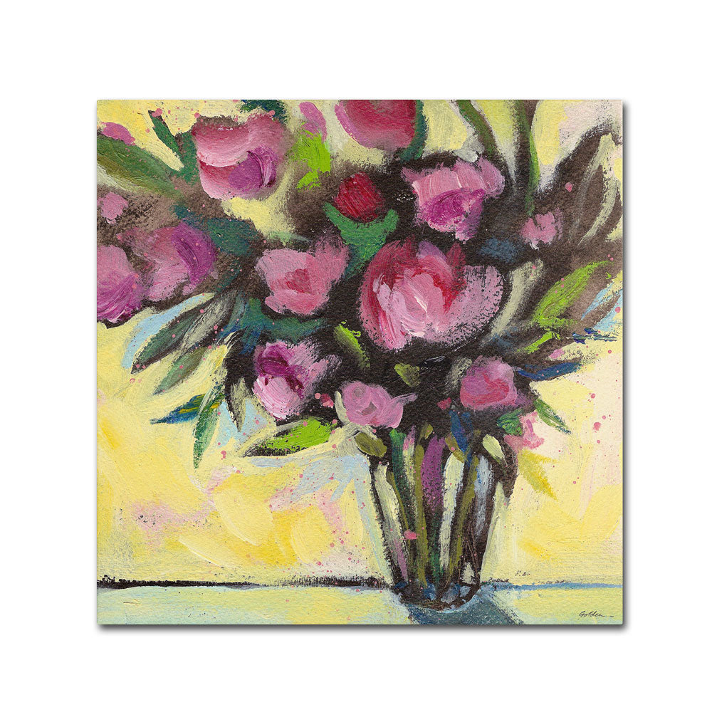 Sheila Golden Pink Floral Bouquet Canvas Wall Art 14 x 14 Image 1