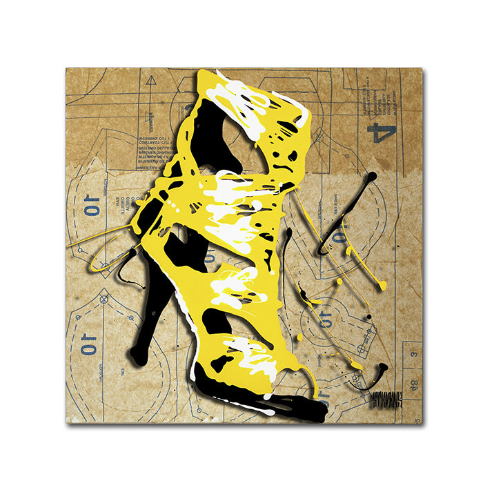 Roderick Stevens Yellow Strap Boot Canvas Wall Art 14 x 14 Image 1