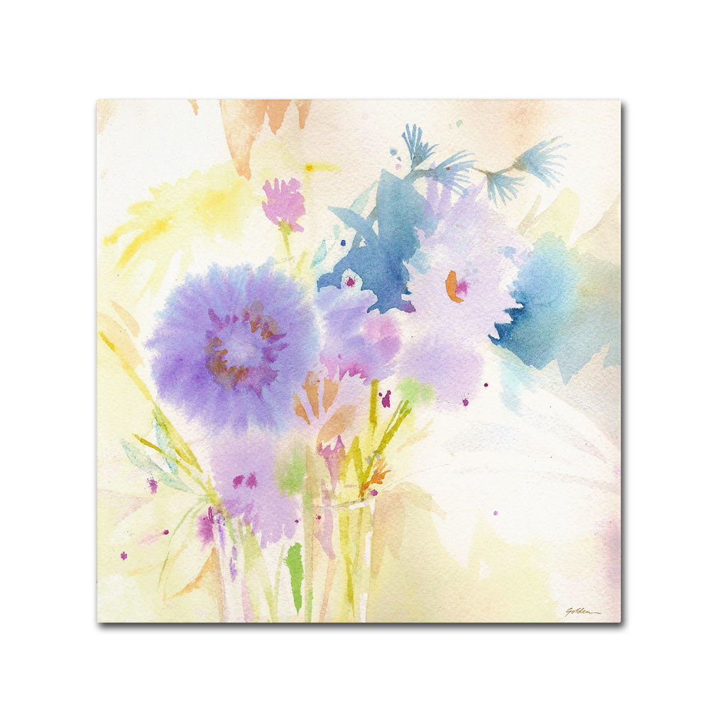 Sheila Golden Mixed Blue Bouquet Canvas Wall Art 14 x 14 Image 1