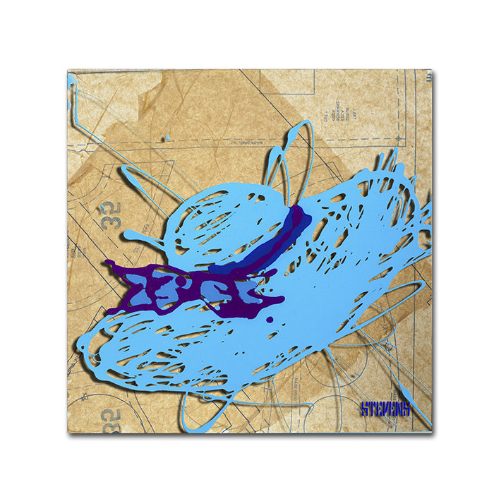 Roderick Stevens Blue Floppy Purple Bow Canvas Wall Art 14 x 14 Image 1