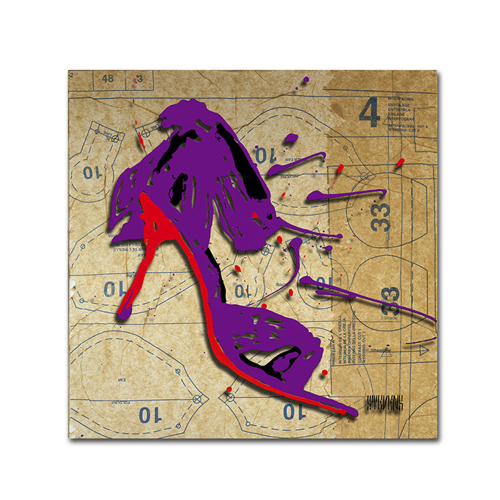 Roderick Stevens Purple Bow Heel Canvas Wall Art 14 x 14 Image 1