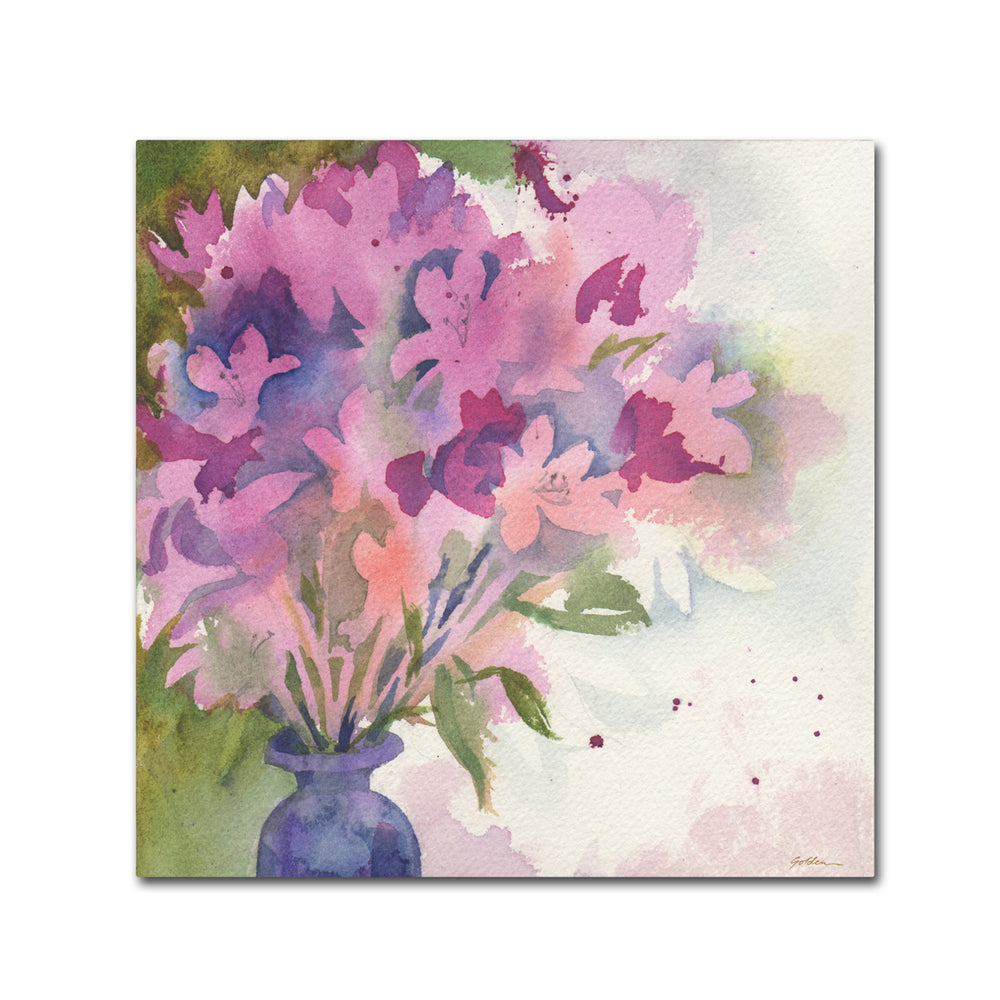 Sheila Golden Magenta Blossoms in Blue Vase Canvas Wall Art 14 x 14 Image 2