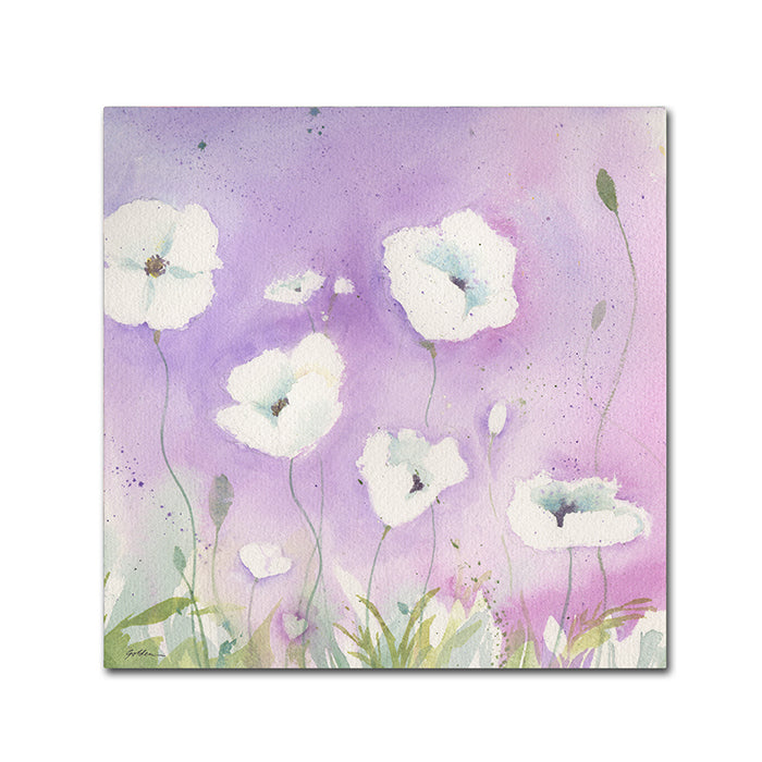 Sheila Golden White Poppies Violet Sky Canvas Wall Art 14 x 14 Image 1