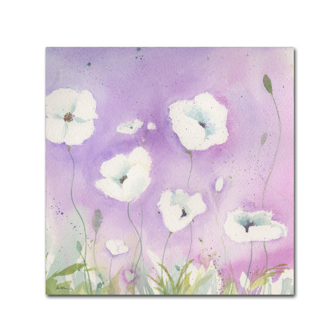 Sheila Golden White Poppies Violet Sky Canvas Wall Art 14 x 14 Image 2